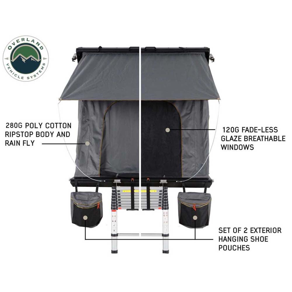 Overland Vehicle Systems HD Mamba III 3-Person Clam Shell Aluminum Hard Shell Roof Top Tent