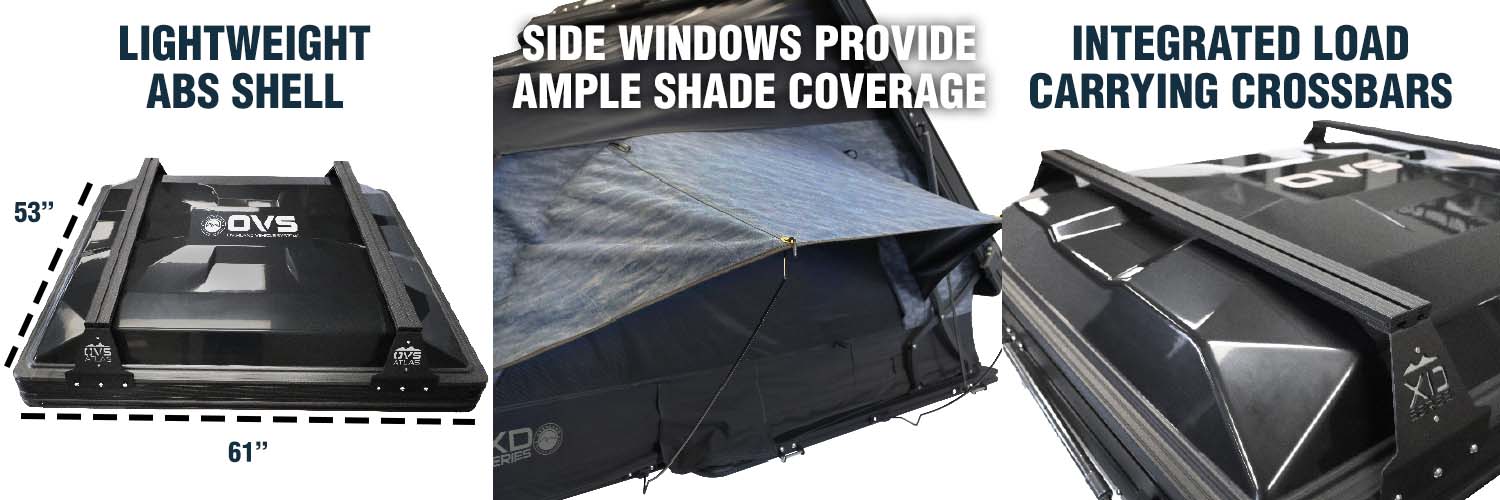 Overland Vehicle Systems XD Atlas 2-Person Cantilever ABS Hard Shell Roof Top Tent