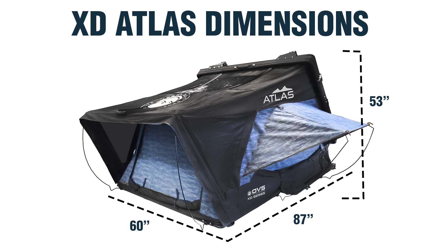 Overland Vehicle Systems XD Atlas 2-Person Cantilever ABS Hard Shell Roof Top Tent